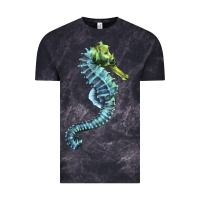 Cloud Black Blue Seahorse Vintage Tee - LillyAllenDesigns