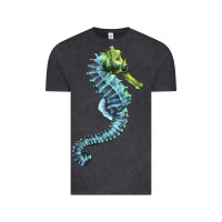 Vintage Black Blue Seahorse Vintage Tee - LillyAllenDesigns