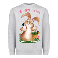 Heather Grey Babies First Easter Girls Heavyweight Sweatshirt - Jasminsmagicworld