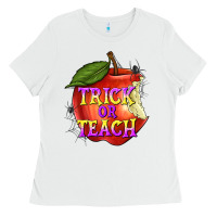 White Trick or Teach Ladies Tee - texasbilliewilder