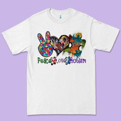 Peace Love Autism Premium Tee Designed By Sublimationcraftshop