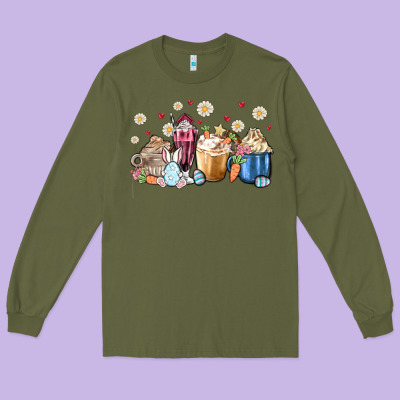Easter Coffee Cups Long Sleeve Tee Designed By Maliassmallbusiness