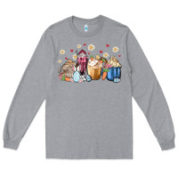 Heather Grey easter coffee cups Long Sleeve Tee - MaliasSmallBusiness