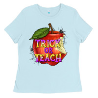 Baby Blue Trick or Teach Ladies Tee - texasbilliewilder