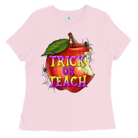 Bubblegum Pink Trick or Teach Ladies Tee - texasbilliewilder