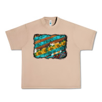 Burro western aztec sunflowers turquoise cowhide background Urban Heavy Tee - BarkalooDesign