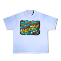 Grape Ice western aztec sunflowers turquoise cowhide background Urban Heavy Tee - BarkalooDesign