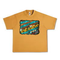 Peanut Butter western aztec sunflowers turquoise cowhide background Urban Heavy Tee - BarkalooDesign