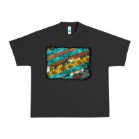 Pigment Black western aztec sunflowers turquoise cowhide background Urban Heavy Tee - BarkalooDesign