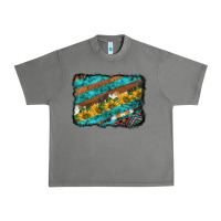 Tornado western aztec sunflowers turquoise cowhide background Urban Heavy Tee - BarkalooDesign