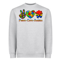 Heather Grey Peace Love Autism Heavyweight Sweatshirt - Jasminsmagicworld