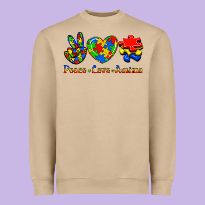 Peace Love Autism Heavyweight Sweatshirt Designed By Jasminsmagicworld