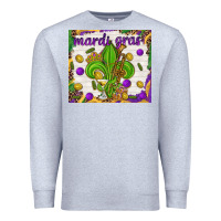 Heather Grey Mardi Gras fleur de lis Premium Sweatshirt - NancyCooperArtShop