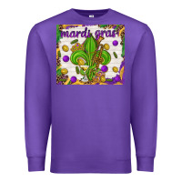 Purple Mardi Gras fleur de lis Premium Sweatshirt - NancyCooperArtShop