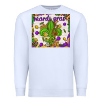 White Mardi Gras fleur de lis Premium Sweatshirt - NancyCooperArtShop