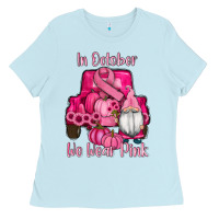 Baby Blue breast cancer awareness pink truck gnomes Ladies Tee - RanaPortraitStore