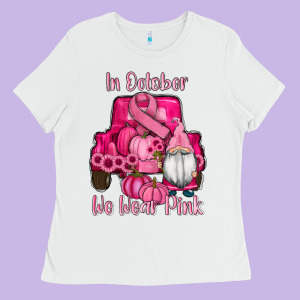 Breast Cancer Awareness Pink Truck Gnomes Ladies Tee Designed By Ranaportraitstore