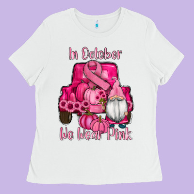 Breast Cancer Awareness Pink Truck Gnomes Ladies Tee Designed By Ranaportraitstore