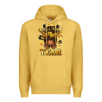 Antique Gold happy new year afro messy bun Premium Hoodie - texasbilliewilder