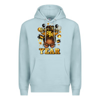 Blue Mist happy new year afro messy bun Premium Hoodie - texasbilliewilder