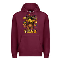 Burgundy happy new year afro messy bun Premium Hoodie - texasbilliewilder