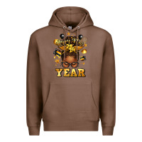 Chestnut happy new year afro messy bun Premium Hoodie - texasbilliewilder