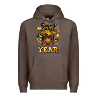 Coffee happy new year afro messy bun Premium Hoodie - texasbilliewilder