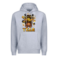 Heather Grey happy new year afro messy bun Premium Hoodie - texasbilliewilder
