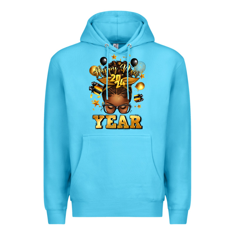 Happy New Year Afro Messy Bun Premium Hoodie by texasbilliewilder | Teevron