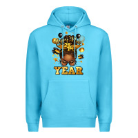 Ocean Blue happy new year afro messy bun Premium Hoodie - texasbilliewilder