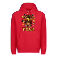 Red happy new year afro messy bun Premium Hoodie - texasbilliewilder