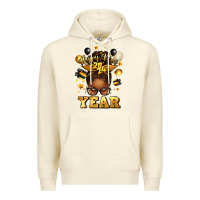 Sandshell happy new year afro messy bun Premium Hoodie - texasbilliewilder