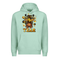 Seafoam happy new year afro messy bun Premium Hoodie - texasbilliewilder