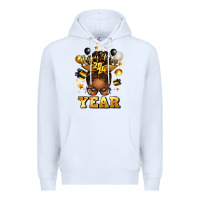 White happy new year afro messy bun Premium Hoodie - texasbilliewilder