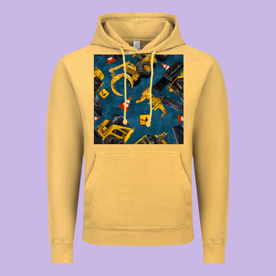 Construction Vehicles Seamless Pattern Vintage Hoodie Designed By Bundleandbundleshop