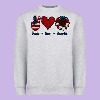 Peace Love America Heavyweight Sweatshirt Designed By Jasminsmagicworld