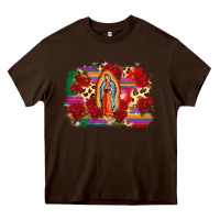 Chocolate Brown Our Lady of Guadalupe Heavy Core Tee - CTS Tumbler Store