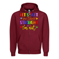 Burgundy celebrate pride with colorful text Zipper Hoodie - LillyAllenDesigns