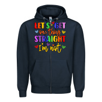 Navy celebrate pride with colorful text Zipper Hoodie - LillyAllenDesigns