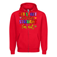 Red celebrate pride with colorful text Zipper Hoodie - LillyAllenDesigns