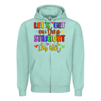 Seafoam celebrate pride with colorful text Zipper Hoodie - LillyAllenDesigns