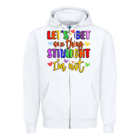 White celebrate pride with colorful text Zipper Hoodie - LillyAllenDesigns