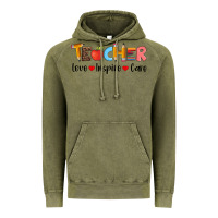 Vintage Olive teacher love inspıre care wıth  and pen Vintage Hoodie - Artiststas