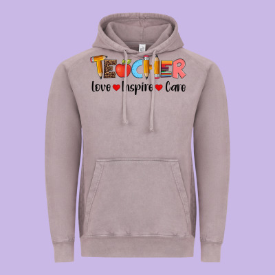 Teacher Love Inspıre Care Wıth  And Pen Vintage Hoodie Designed By Artiststas