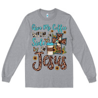 Heather Grey give me coffee with a side of jesus Long Sleeve Tee - JahusDesignShop