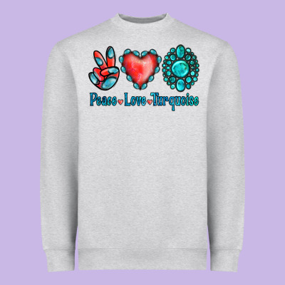 Peace Love Turquoise Heavyweight Sweatshirt Designed By Jasminsmagicworld