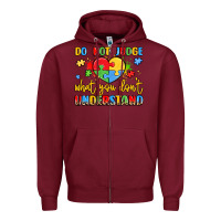 Burgundy puzzle heart inclusivity message Zipper Hoodie - LillyAllenDesigns