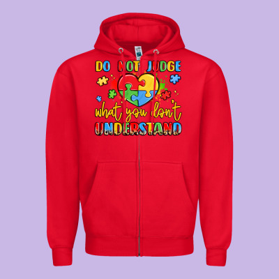 Puzzle Heart Inclusivity Message Zipper Hoodie Designed By Lillyallendesigns