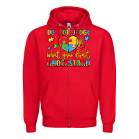 Red puzzle heart inclusivity message Zipper Hoodie - LillyAllenDesigns