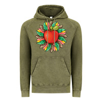 Vintage Olive teacher apple and sunflower with leopard and tooled leather Vintage Hoodie - Artiststas